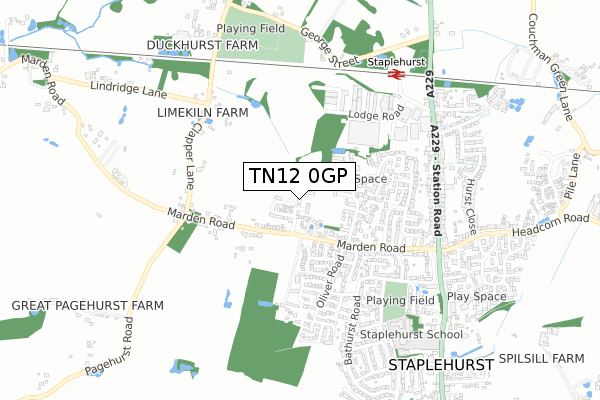 TN12 0GP map - small scale - OS Open Zoomstack (Ordnance Survey)