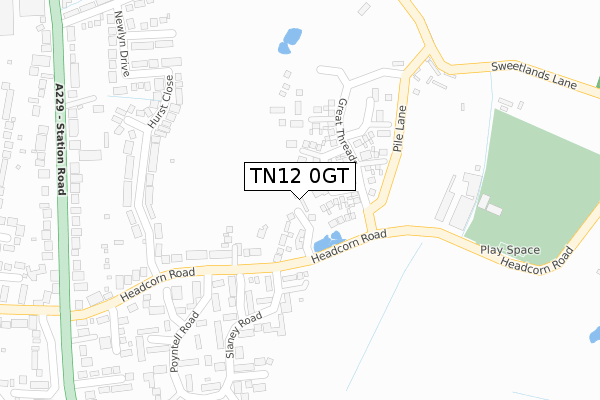 TN12 0GT map - large scale - OS Open Zoomstack (Ordnance Survey)