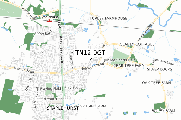 TN12 0GT map - small scale - OS Open Zoomstack (Ordnance Survey)