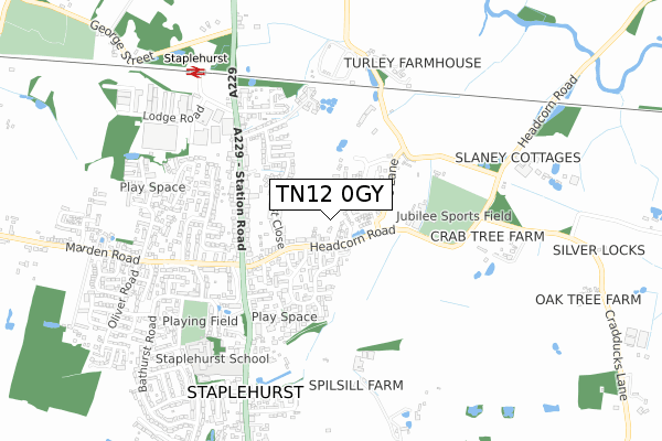 TN12 0GY map - small scale - OS Open Zoomstack (Ordnance Survey)