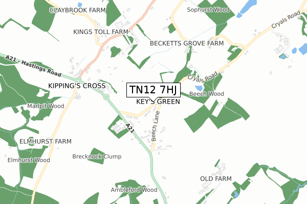 TN12 7HJ map - small scale - OS Open Zoomstack (Ordnance Survey)