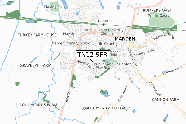 TN12 9FR map - small scale - OS Open Zoomstack (Ordnance Survey)