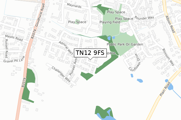 TN12 9FS map - large scale - OS Open Zoomstack (Ordnance Survey)