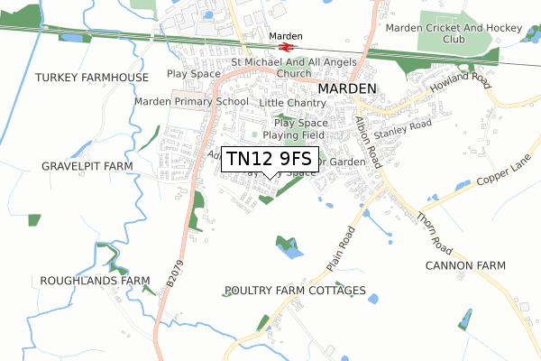 TN12 9FS map - small scale - OS Open Zoomstack (Ordnance Survey)