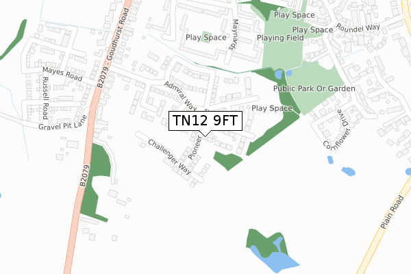 TN12 9FT map - large scale - OS Open Zoomstack (Ordnance Survey)