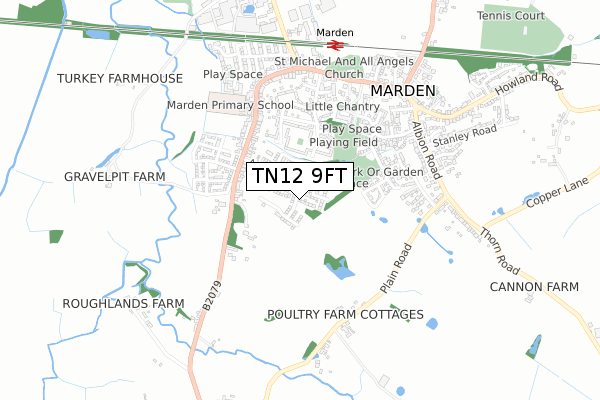 TN12 9FT map - small scale - OS Open Zoomstack (Ordnance Survey)