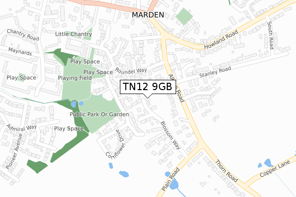 TN12 9GB map - large scale - OS Open Zoomstack (Ordnance Survey)