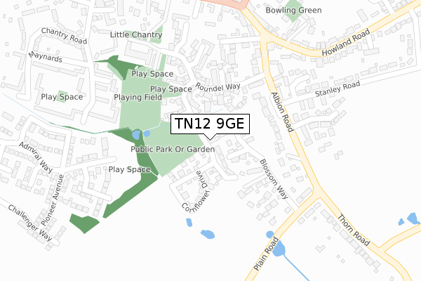 TN12 9GE map - large scale - OS Open Zoomstack (Ordnance Survey)