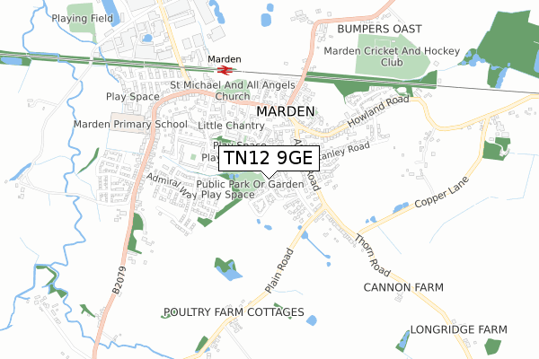 TN12 9GE map - small scale - OS Open Zoomstack (Ordnance Survey)