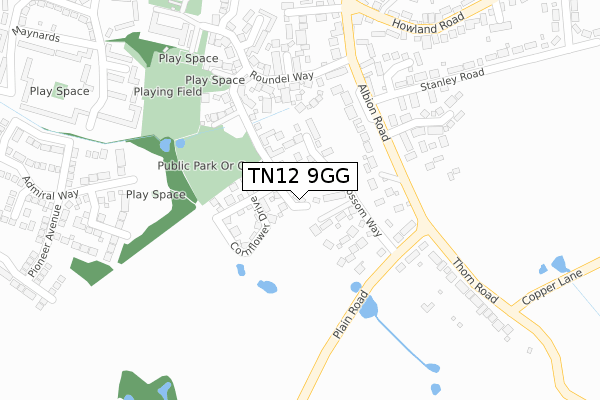 TN12 9GG map - large scale - OS Open Zoomstack (Ordnance Survey)