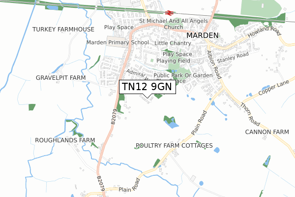 TN12 9GN map - small scale - OS Open Zoomstack (Ordnance Survey)