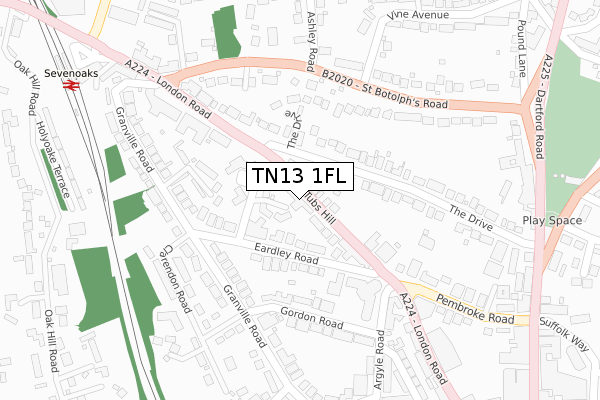 TN13 1FL map - large scale - OS Open Zoomstack (Ordnance Survey)