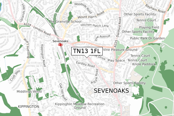 TN13 1FL map - small scale - OS Open Zoomstack (Ordnance Survey)