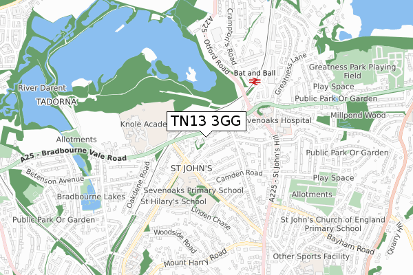 TN13 3GG map - small scale - OS Open Zoomstack (Ordnance Survey)