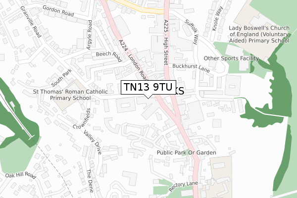 TN13 9TU map - large scale - OS Open Zoomstack (Ordnance Survey)