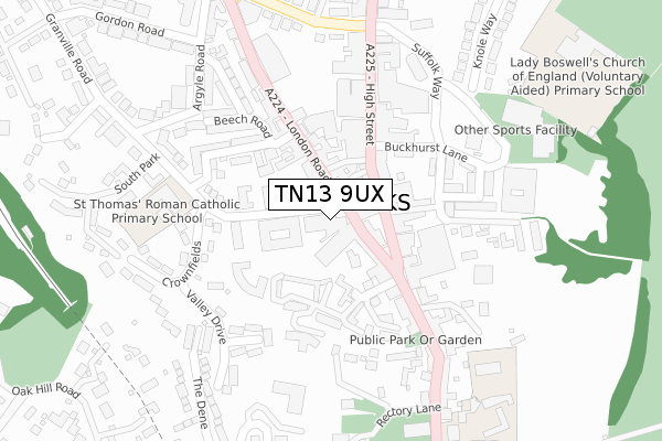 TN13 9UX map - large scale - OS Open Zoomstack (Ordnance Survey)