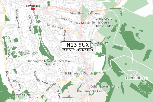 TN13 9UX map - small scale - OS Open Zoomstack (Ordnance Survey)