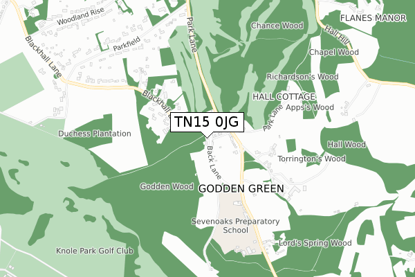 TN15 0JG map - small scale - OS Open Zoomstack (Ordnance Survey)
