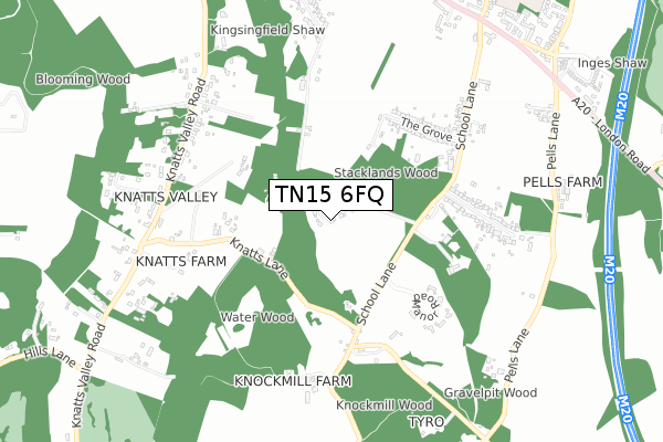 TN15 6FQ map - small scale - OS Open Zoomstack (Ordnance Survey)