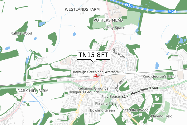 TN15 8FT map - small scale - OS Open Zoomstack (Ordnance Survey)