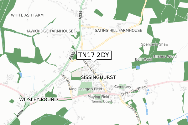 TN17 2DY map - small scale - OS Open Zoomstack (Ordnance Survey)