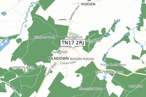 TN17 2RJ map - small scale - OS Open Zoomstack (Ordnance Survey)