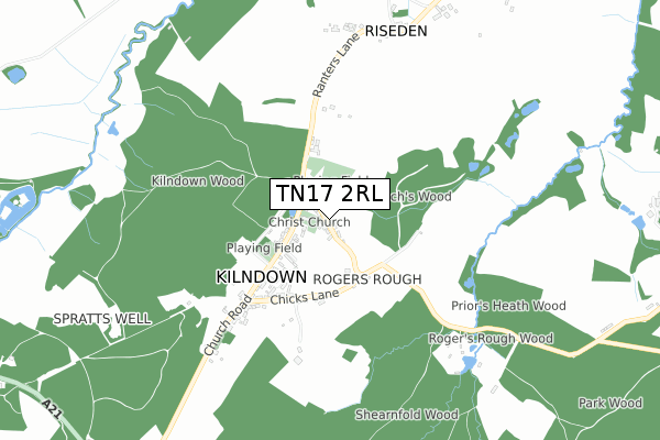 TN17 2RL map - small scale - OS Open Zoomstack (Ordnance Survey)