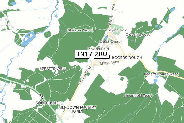 TN17 2RU map - small scale - OS Open Zoomstack (Ordnance Survey)