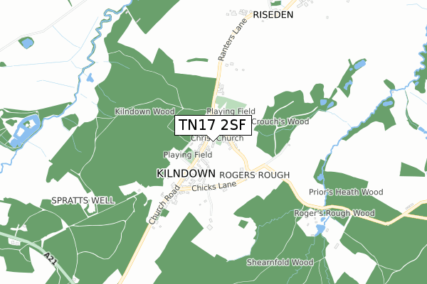 TN17 2SF map - small scale - OS Open Zoomstack (Ordnance Survey)