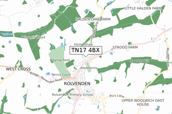 TN17 4BX map - small scale - OS Open Zoomstack (Ordnance Survey)