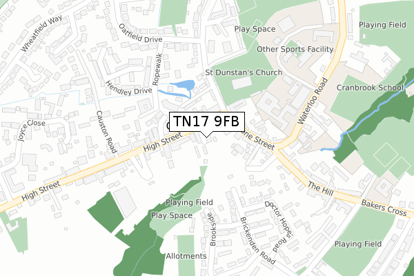 TN17 9FB map - large scale - OS Open Zoomstack (Ordnance Survey)