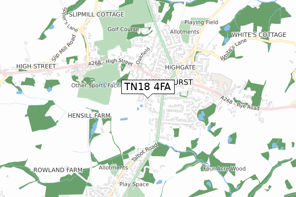 TN18 4FA map - small scale - OS Open Zoomstack (Ordnance Survey)