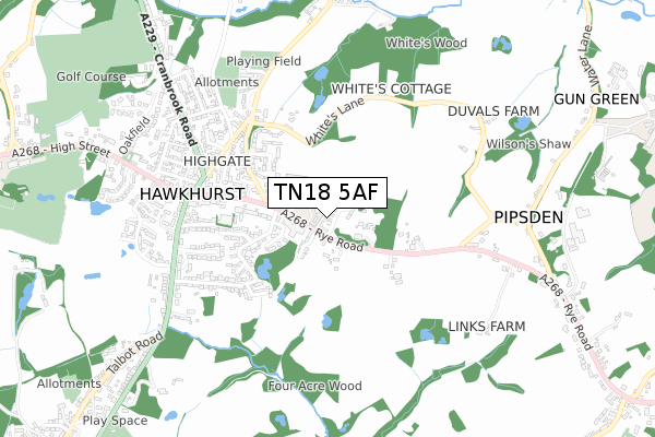 TN18 5AF map - small scale - OS Open Zoomstack (Ordnance Survey)