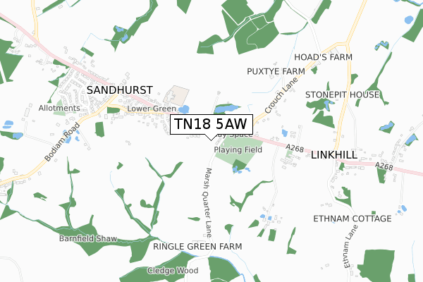 TN18 5AW map - small scale - OS Open Zoomstack (Ordnance Survey)