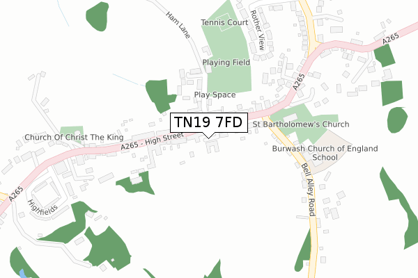 TN19 7FD map - large scale - OS Open Zoomstack (Ordnance Survey)