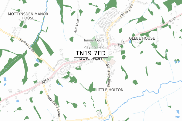 TN19 7FD map - small scale - OS Open Zoomstack (Ordnance Survey)