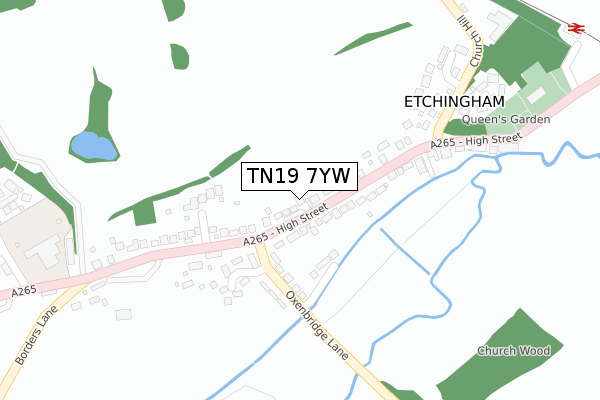 TN19 7YW map - large scale - OS Open Zoomstack (Ordnance Survey)