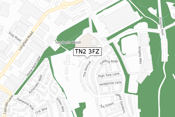 TN2 3FZ map - large scale - OS Open Zoomstack (Ordnance Survey)