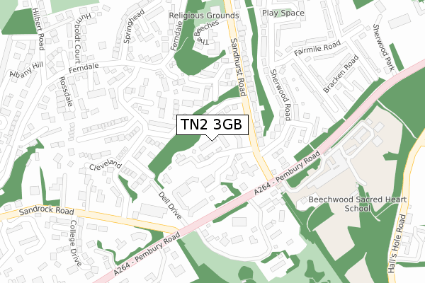 TN2 3GB map - large scale - OS Open Zoomstack (Ordnance Survey)