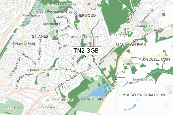 TN2 3GB map - small scale - OS Open Zoomstack (Ordnance Survey)