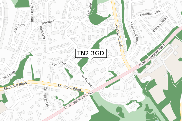 TN2 3GD map - large scale - OS Open Zoomstack (Ordnance Survey)