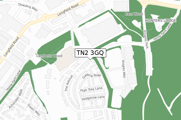 TN2 3GQ map - large scale - OS Open Zoomstack (Ordnance Survey)