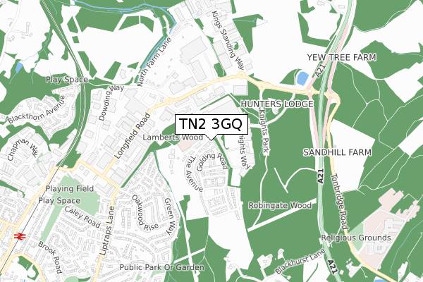 TN2 3GQ map - small scale - OS Open Zoomstack (Ordnance Survey)