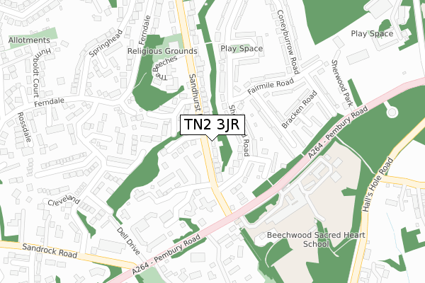 TN2 3JR map - large scale - OS Open Zoomstack (Ordnance Survey)