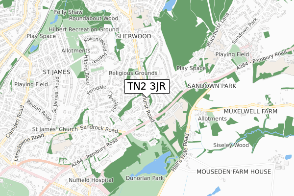 TN2 3JR map - small scale - OS Open Zoomstack (Ordnance Survey)