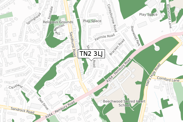 TN2 3LJ map - large scale - OS Open Zoomstack (Ordnance Survey)