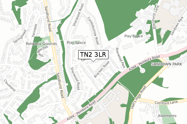 TN2 3LR map - large scale - OS Open Zoomstack (Ordnance Survey)