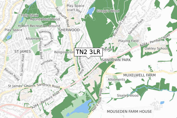 TN2 3LR map - small scale - OS Open Zoomstack (Ordnance Survey)