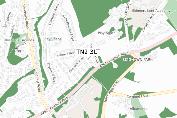 TN2 3LT map - large scale - OS Open Zoomstack (Ordnance Survey)