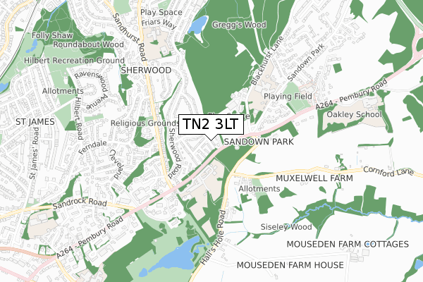 TN2 3LT map - small scale - OS Open Zoomstack (Ordnance Survey)